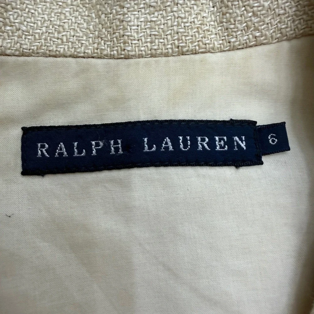 Ralph Lauren Cream Linen Herringbone Safari Blazer Jacket Capsule Italy Size 6 - Picture 11 of 15